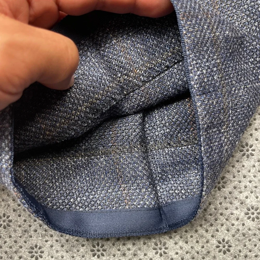 Suitsupply Brescia Blue Windowpane Wool Silk Linen Beach Trousers Mens 38x27